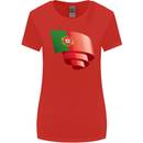 Curled Portugal Flag Portugese Day Football Womens Wider Cut T-Shirt Red