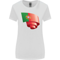 Curled Portugal Flag Portugese Day Football Womens Wider Cut T-Shirt White