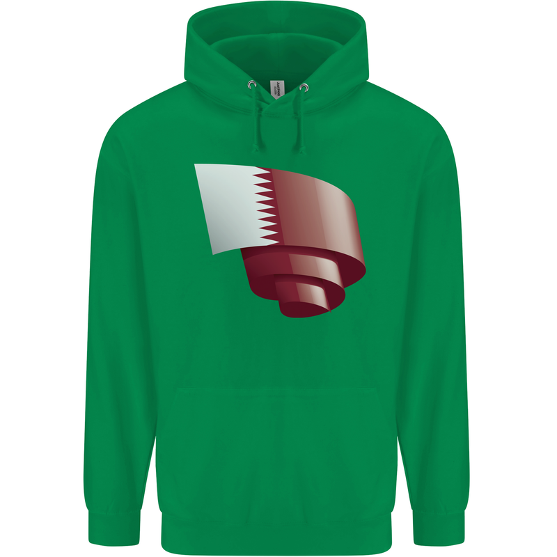 Curled Qatar Flag Qatari Day Football Childrens Kids Hoodie Irish Green