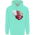 Curled Qatar Flag Qatari Day Football Childrens Kids Hoodie Peppermint
