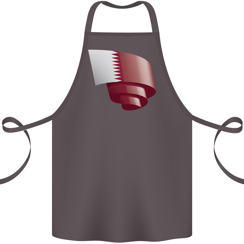 Curled Qatar Flag Qatari Day Football Cotton Apron 100% Organic Dark Grey