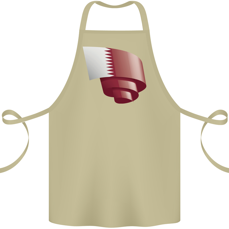 Curled Qatar Flag Qatari Day Football Cotton Apron 100% Organic Khaki