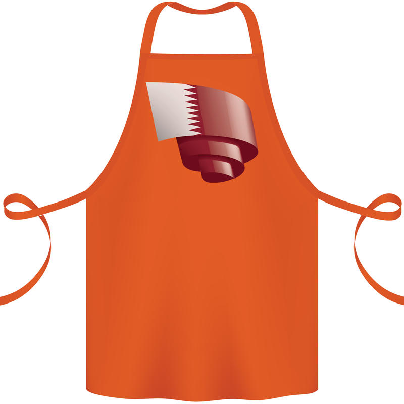 Curled Qatar Flag Qatari Day Football Cotton Apron 100% Organic Orange