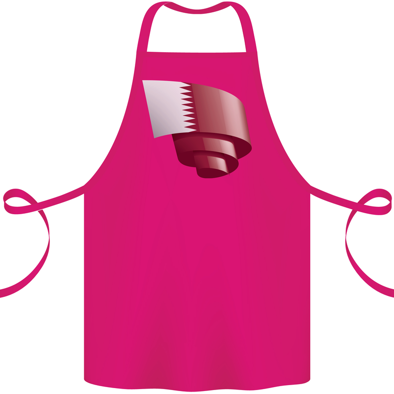 Curled Qatar Flag Qatari Day Football Cotton Apron 100% Organic Pink