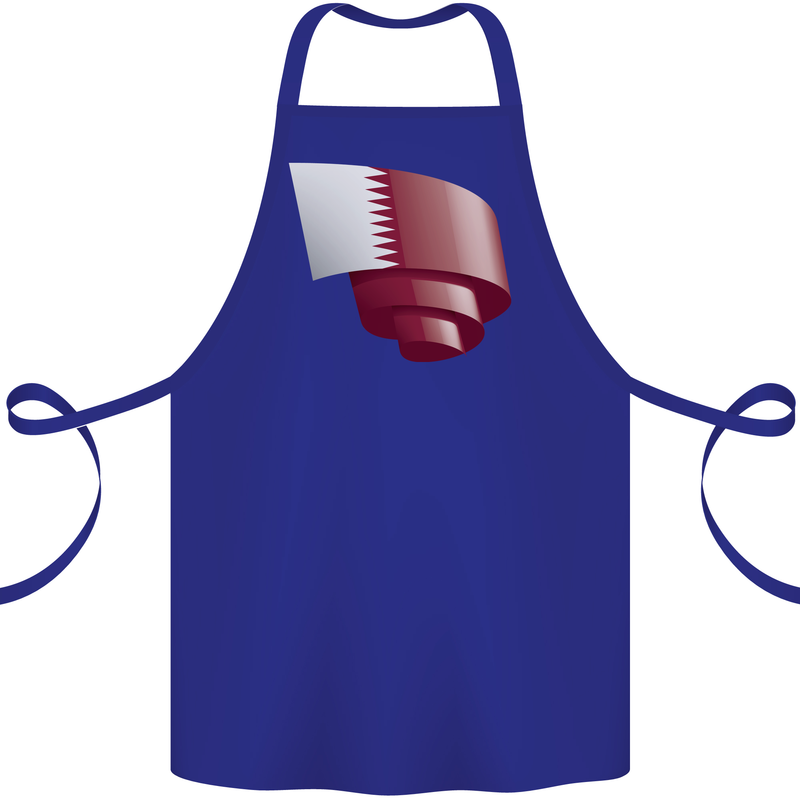 Curled Qatar Flag Qatari Day Football Cotton Apron 100% Organic Royal Blue