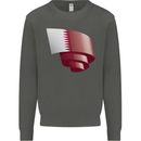 Curled Qatar Flag Qatari Day Football Kids Sweatshirt Jumper Storm Grey