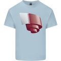 Curled Qatar Flag Qatari Day Football Kids T-Shirt Childrens Light Blue