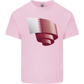 Curled Qatar Flag Qatari Day Football Kids T-Shirt Childrens Light Pink