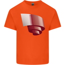 Curled Qatar Flag Qatari Day Football Kids T-Shirt Childrens Orange