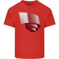 Curled Qatar Flag Qatari Day Football Kids T-Shirt Childrens Red