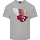 Curled Qatar Flag Qatari Day Football Kids T-Shirt Childrens Sports Grey