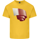 Curled Qatar Flag Qatari Day Football Kids T-Shirt Childrens Yellow