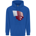 Curled Qatar Flag Qatari Day Football Mens 80% Cotton Hoodie Royal Blue