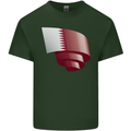 Curled Qatar Flag Qatari Day Football Mens Cotton T-Shirt Tee Top Forest Green