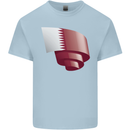 Curled Qatar Flag Qatari Day Football Mens Cotton T-Shirt Tee Top Light Blue