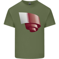 Curled Qatar Flag Qatari Day Football Mens Cotton T-Shirt Tee Top Military Green
