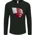 Curled Qatar Flag Qatari Day Football Mens Long Sleeve T-Shirt Black