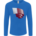 Curled Qatar Flag Qatari Day Football Mens Long Sleeve T-Shirt Royal Blue