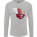 Curled Qatar Flag Qatari Day Football Mens Long Sleeve T-Shirt Sports Grey