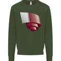 Curled Qatar Flag Qatari Day Football Mens Sweatshirt Jumper Forest Green