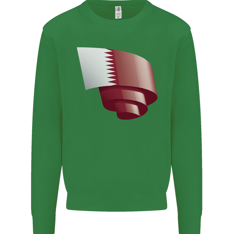 Curled Qatar Flag Qatari Day Football Mens Sweatshirt Jumper Irish Green