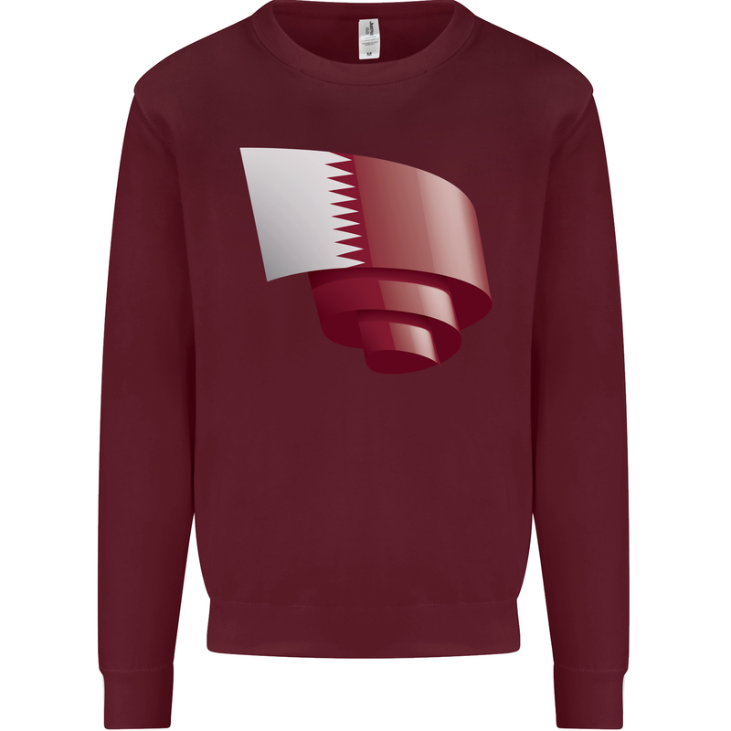 Curled Qatar Flag Qatari Day Football Mens Sweatshirt Jumper Maroon