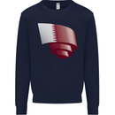 Curled Qatar Flag Qatari Day Football Mens Sweatshirt Jumper Navy Blue
