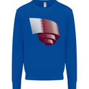 Curled Qatar Flag Qatari Day Football Mens Sweatshirt Jumper Royal Blue
