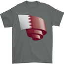 Curled Qatar Flag Qatari Day Football Mens T-Shirt 100% Cotton Charcoal