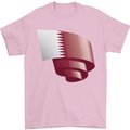 Curled Qatar Flag Qatari Day Football Mens T-Shirt 100% Cotton Light Pink