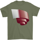 Curled Qatar Flag Qatari Day Football Mens T-Shirt 100% Cotton Military Green