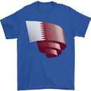 Curled Qatar Flag Qatari Day Football Mens T-Shirt 100% Cotton Royal Blue