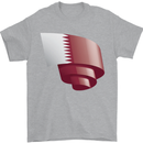 Curled Qatar Flag Qatari Day Football Mens T-Shirt 100% Cotton Sports Grey