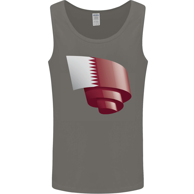 Curled Qatar Flag Qatari Day Football Mens Vest Tank Top Charcoal