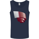 Curled Qatar Flag Qatari Day Football Mens Vest Tank Top Navy Blue