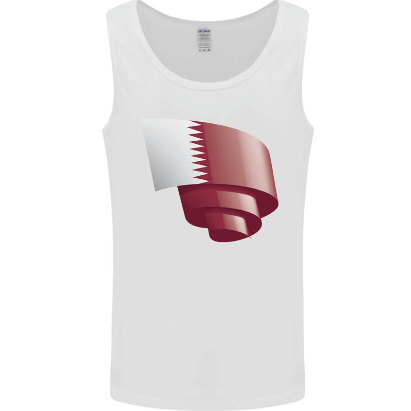 Curled Qatar Flag Qatari Day Football Mens Vest Tank Top White
