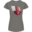 Curled Qatar Flag Qatari Day Football Womens Petite Cut T-Shirt Charcoal