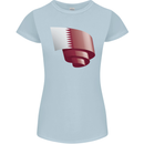 Curled Qatar Flag Qatari Day Football Womens Petite Cut T-Shirt Light Blue
