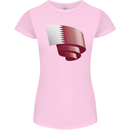 Curled Qatar Flag Qatari Day Football Womens Petite Cut T-Shirt Light Pink