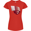 Curled Qatar Flag Qatari Day Football Womens Petite Cut T-Shirt Red