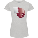 Curled Qatar Flag Qatari Day Football Womens Petite Cut T-Shirt Sports Grey