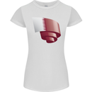 Curled Qatar Flag Qatari Day Football Womens Petite Cut T-Shirt White