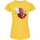Curled Qatar Flag Qatari Day Football Womens Petite Cut T-Shirt Yellow