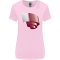 Curled Qatar Flag Qatari Day Football Womens Wider Cut T-Shirt Light Pink