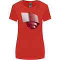 Curled Qatar Flag Qatari Day Football Womens Wider Cut T-Shirt Red