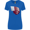 Curled Qatar Flag Qatari Day Football Womens Wider Cut T-Shirt Royal Blue