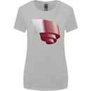 Curled Qatar Flag Qatari Day Football Womens Wider Cut T-Shirt Sports Grey