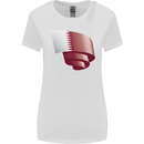 Curled Qatar Flag Qatari Day Football Womens Wider Cut T-Shirt White