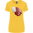 Curled Qatar Flag Qatari Day Football Womens Wider Cut T-Shirt Yellow