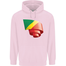 Curled Republic of the Congo Flag Day Football Childrens Kids Hoodie Light Pink